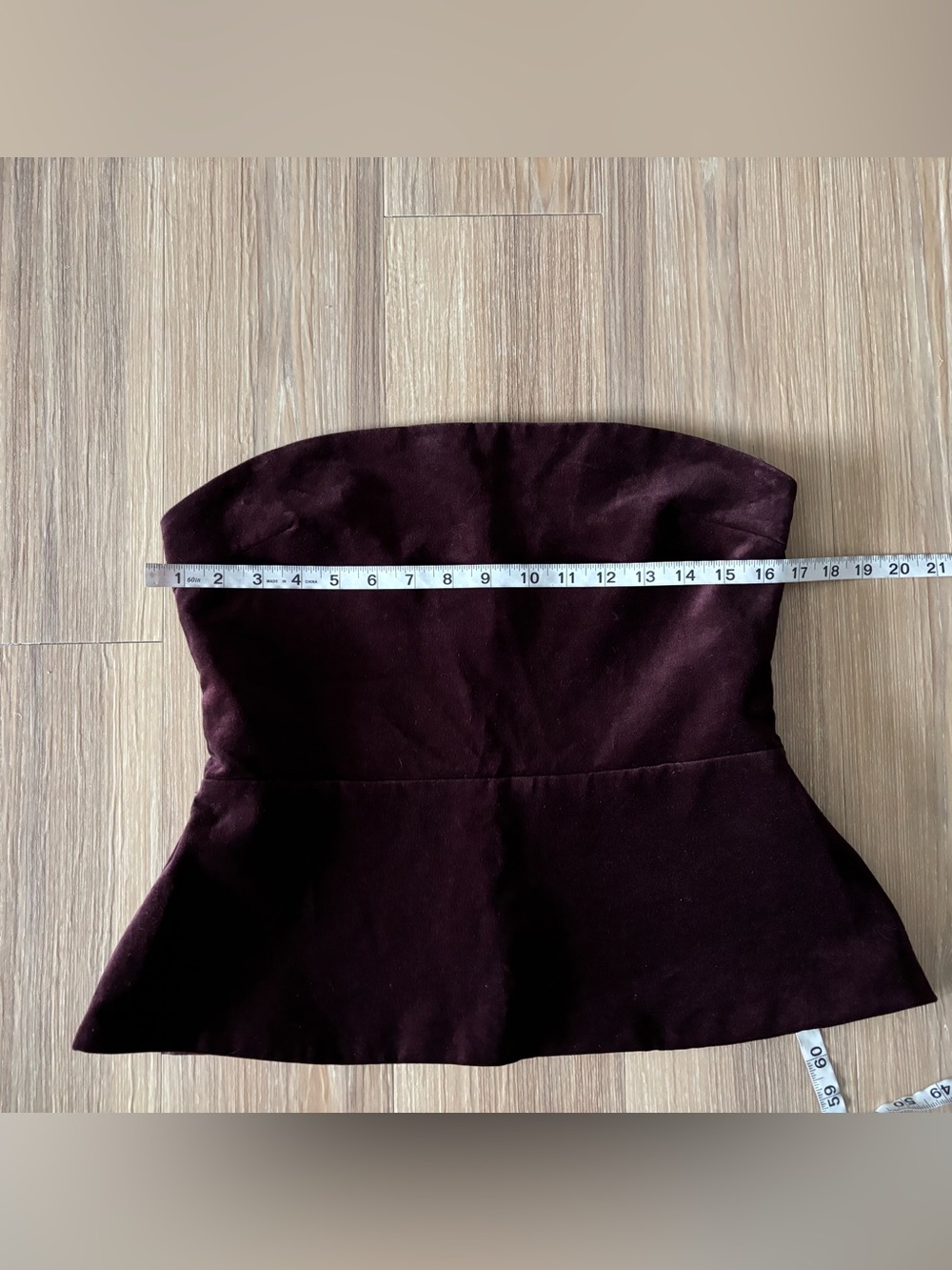 ZARA Strapless Burgundy Velvet Top Bustier Womens M Whimsigoth Formal - Picture 5 of 8